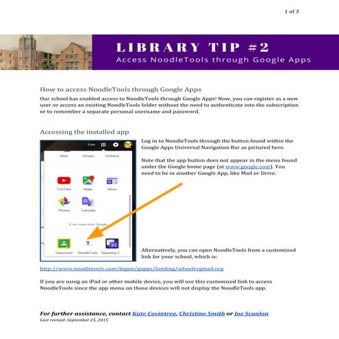 Access NoodleTools through Google apps
