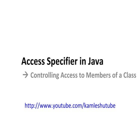 Access specifier in java | PPT