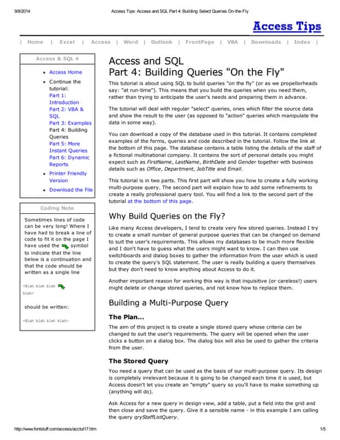 Access tips  access and sql part 4  building select queries on-the-fly