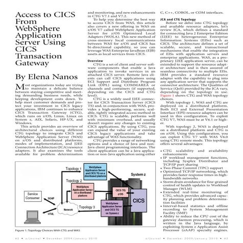 Access To CICS From WebSphere Application Server Using CTG-  zJournal 1209