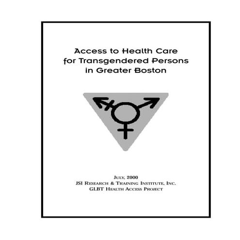 Access To Health Care For Transgendered Persons In Greater Boston