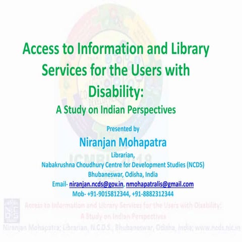 Access to information and library services for the users with disability  a s...