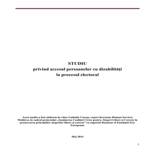 Accesul persoanelor cu dizabilitati la procesul electoral