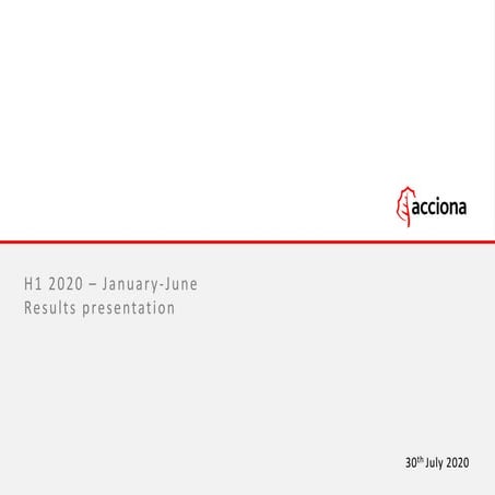 ACCIONA Results Presentation H1 2020