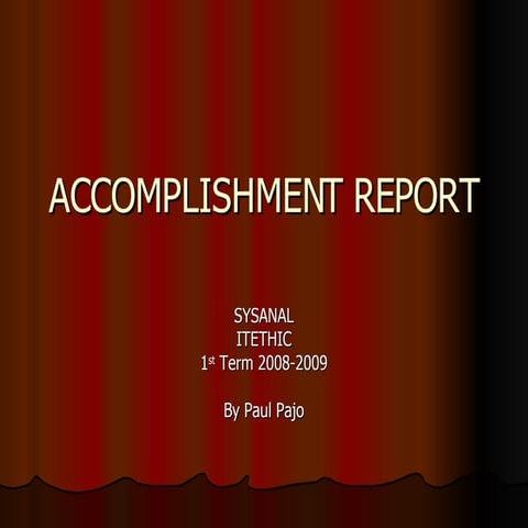Accomplishment Report Sysanal Itethic 1t20082009