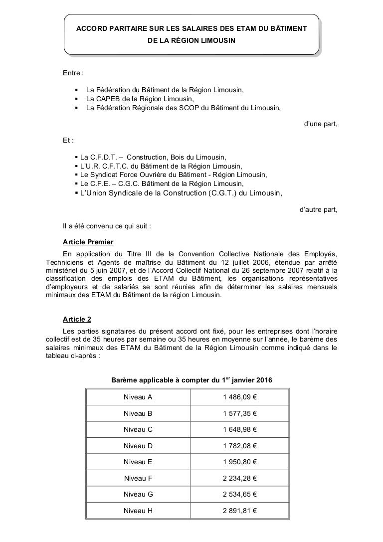 Grille Salaire Etam Btp 2022 Pays De La Loire