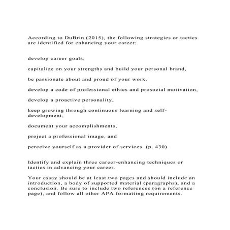 According to DuBrin (2015), the following strategies or tactics .docx