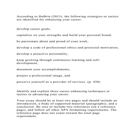 According to DuBrin (2015), the following strategies or tactics are .docx