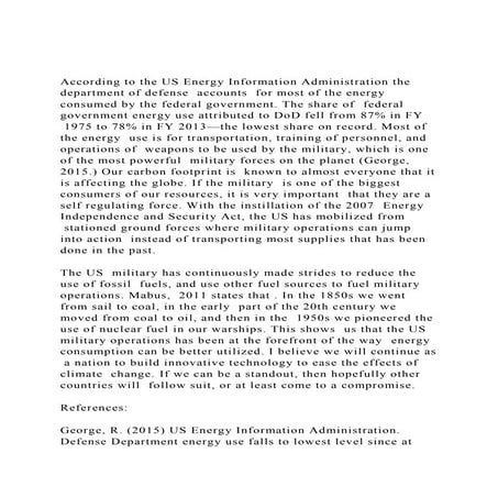 According to the US Energy Information Administration the depart.docx