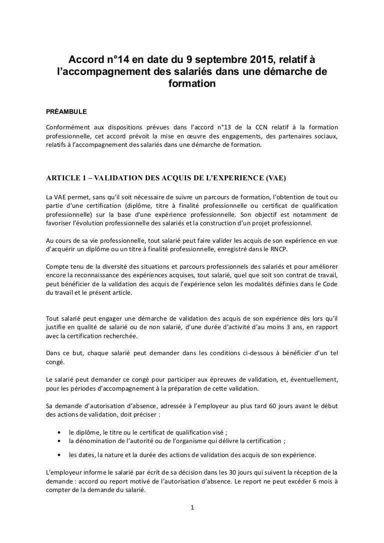 Idcc 2336 Accord N 14 Formation 09 09 15