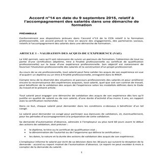 IDCC 2336 : Accord n°14 formation 0...