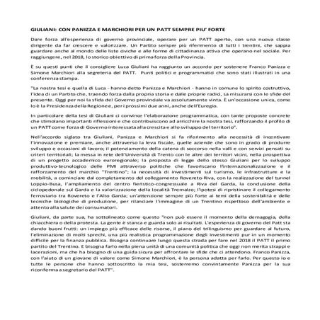 Accordo politico-programmatico per il congresso del PATT e per il futuro del ...