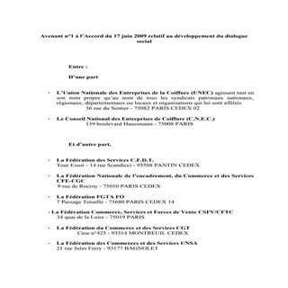 IDCC 2596 avenant n° 1 du 14 mars 2015