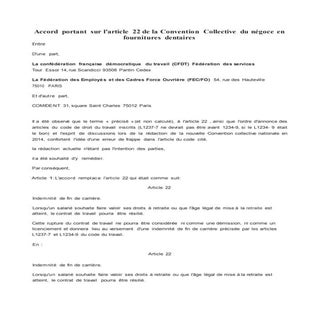 Accord portant sur l'article 22