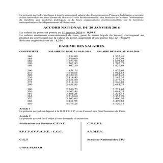 IDCC 2785 Accord salaire 01 01 2016 