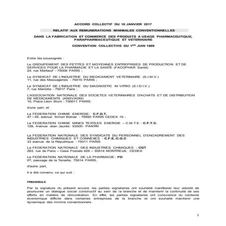 IDCC 1555  Accord sur les salaires dans la CCN  de la fabrication pharmaceutique