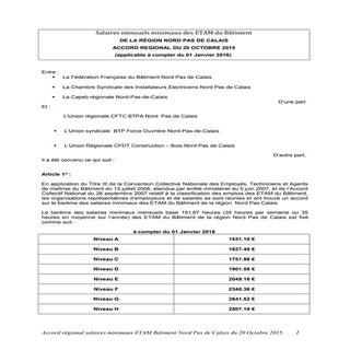 Accord salaires ETAM