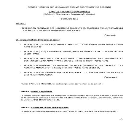 IDCC 1586 accord national du 8 mars 2016