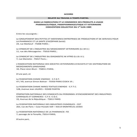 IDCC 1555 Accord temps partiel 