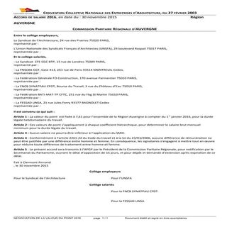 IDCC 2332 Accord de salaire Auvergne 