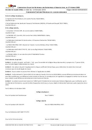 IDCC 2332 Accord de salaire Basse Normandie