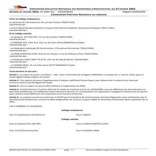 IDCC 2332 Accord salaire région du ...