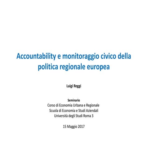 Accountability e monitoraggio civico della politica regionale europea