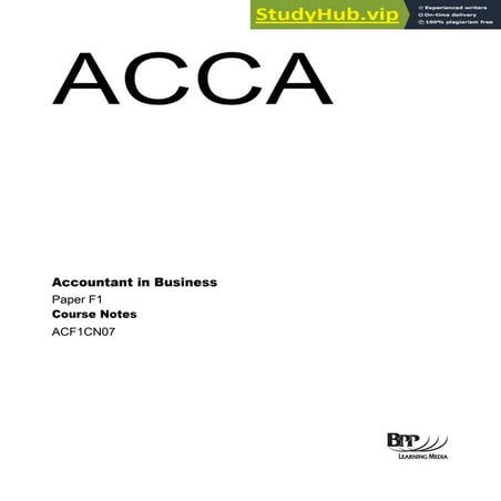 Accountant In Business Paper F1 Course Notes ACF1CN07 | PDF