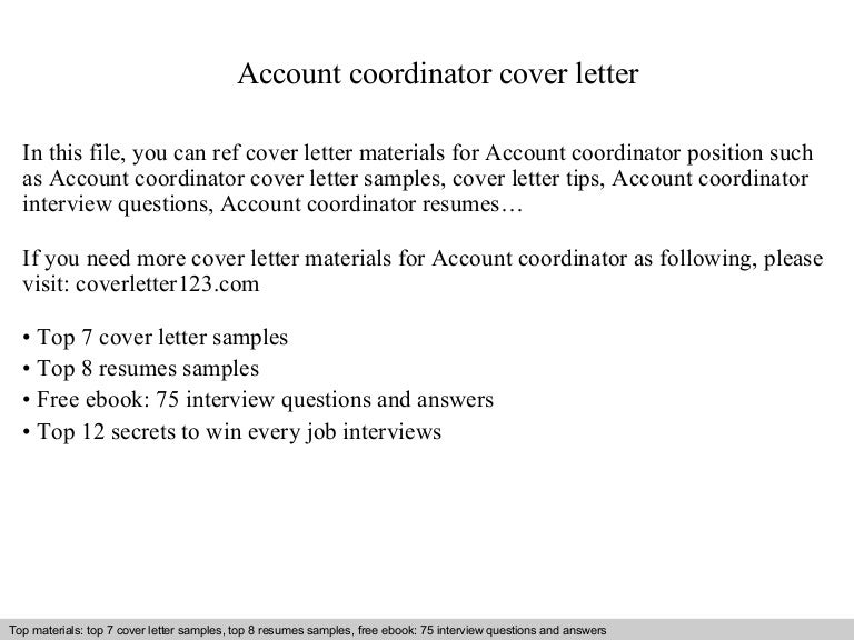 Cover letter for account coordinator examples