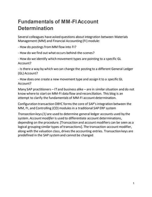 SAP Account determination MM-FI by Odaiah Pelley 