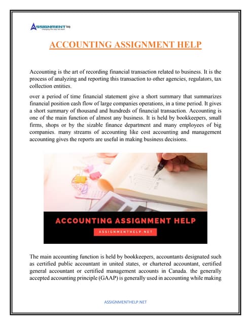 Accounting Assignment Help @best price