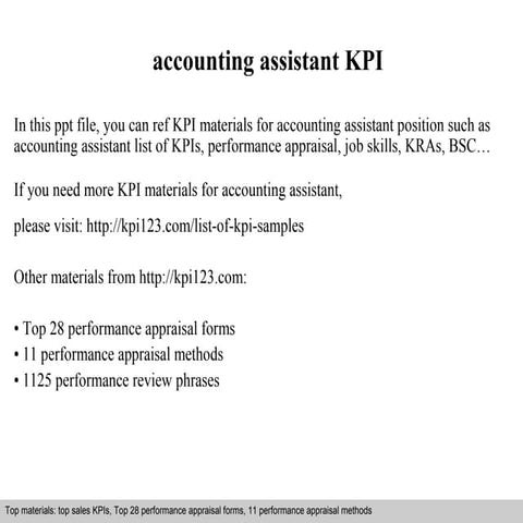 Accounting assistant kpi