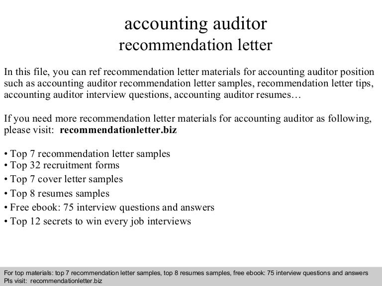 accounting auditor recommendation letter audit recommendation letter sample
