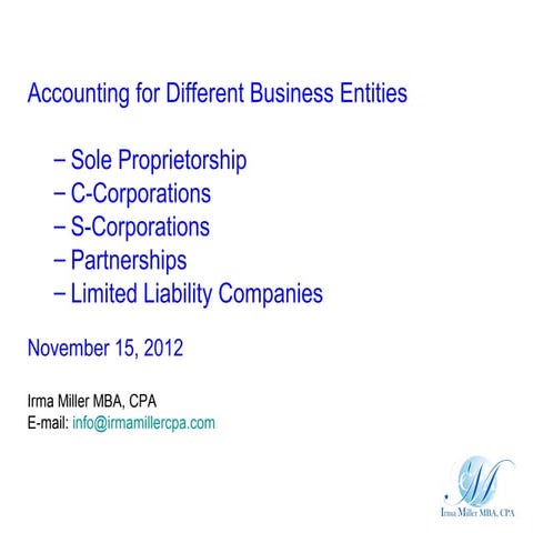 Accounting for Different Business Entities