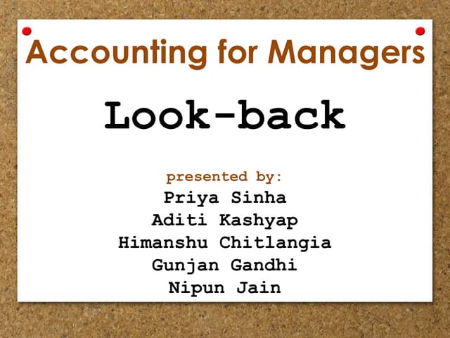 Accounting for Managers - Brief Overview
