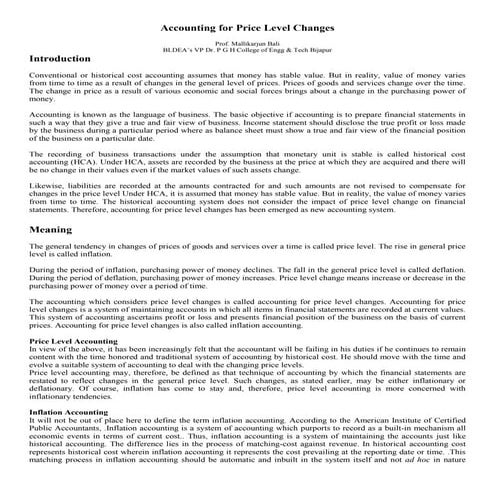 Accounting for price level changes