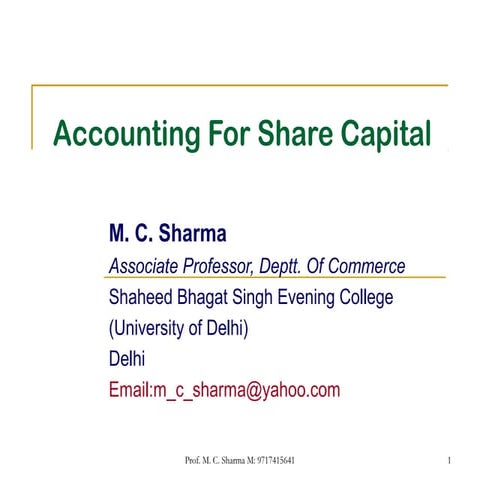 Accounting for share capital