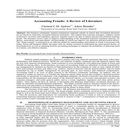 Accounting frauds  a review of literature