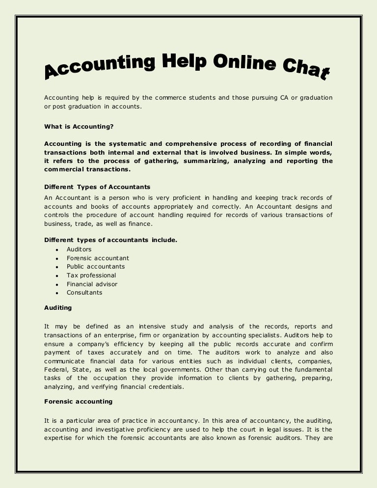 Accounting Help Online Chat