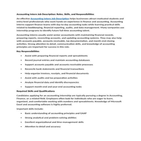 Accounting Intern Job Description: Roles, Skills, and Responsibilities ...