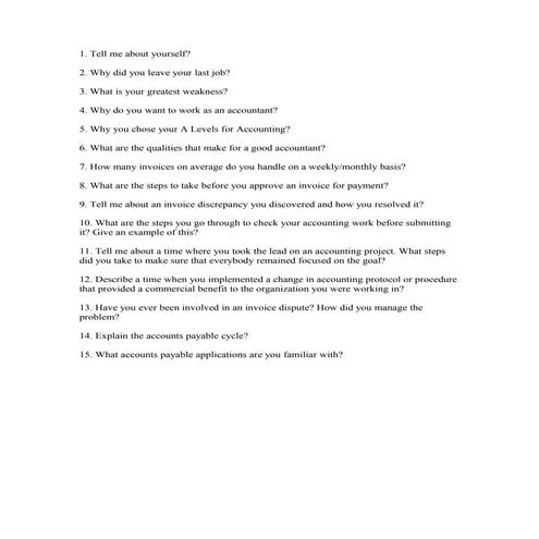Accounting interview questions and answers for freshers | DOC