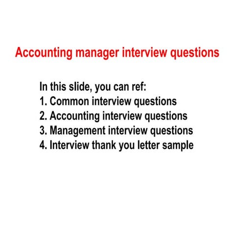 Accounting manager interview questions