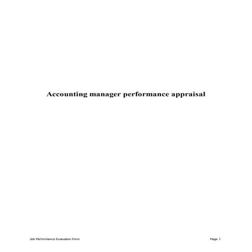 Accounting manager performance appraisal