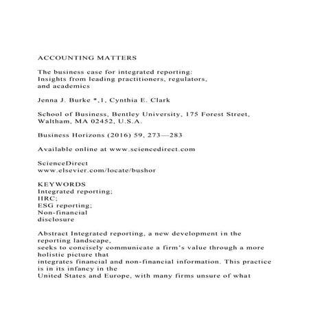 ACCOUNTING MATTERSThe business case for integrated reporti.docx