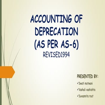 Accounting of deprecation