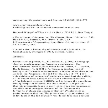 Accounting Organizations And Society Accounting, Organizations and Society 32 (2007) 363–377www.docx