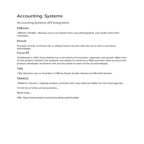 Accounting systems