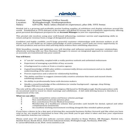 Account Manager vacancy 