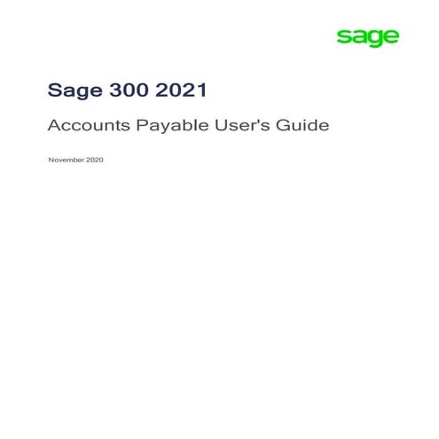 Accounts Payable a guide for ACCPAC Sage