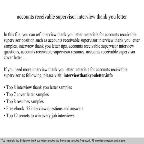 Accounts Receivable Supervisor Ppt Resume Writing And Advice Job